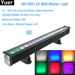 4 шт./лот 18x18 W RGBWA-UV 6IN1Waterproof светодиодный для настенных светильников DMX настенная шайба освещение бара светодиодное свет этапа