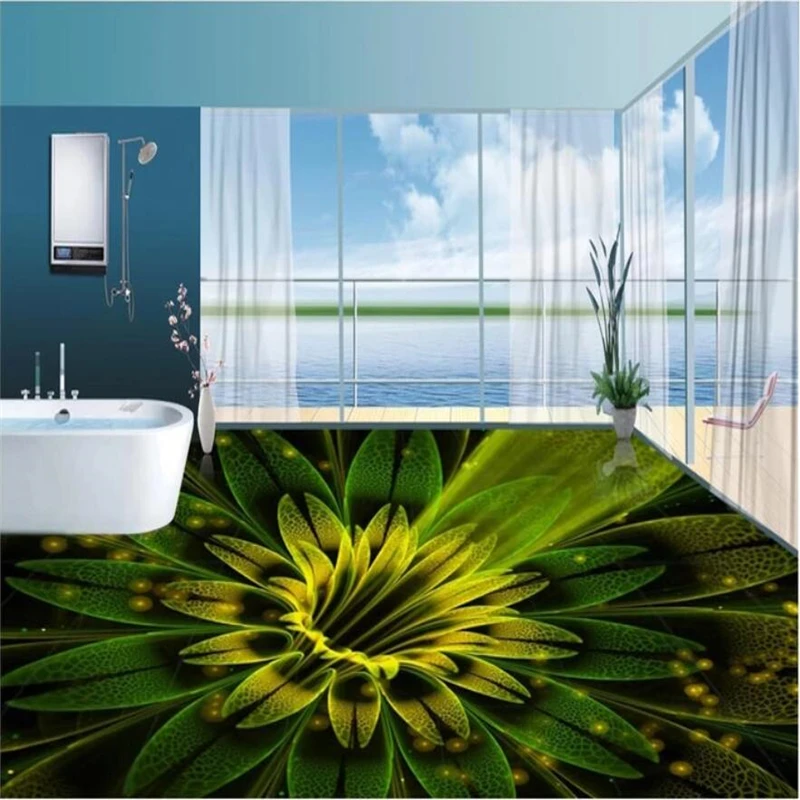

beibehang Wallpaper custom 3D fantasy abstract beautiful flowers 3D floor tile painting thick wear-resistant bathroom floor