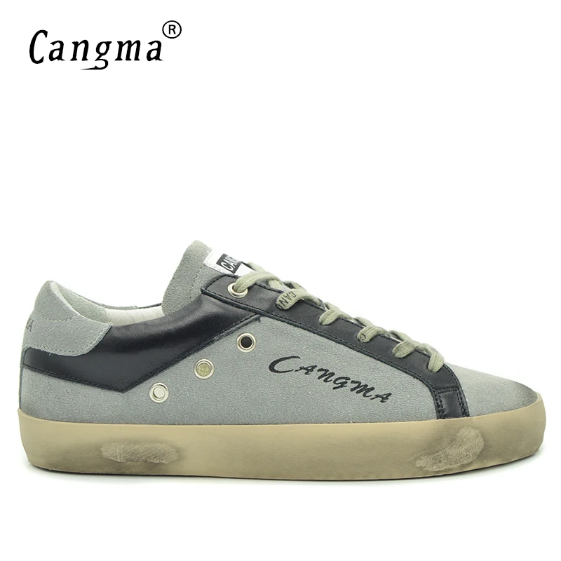 CANGMA/известные брендовые кроссовки мужская обувь для занятий спорта; обувь в стиле ретро; серые замшевые туфли из натуральной кожи; Мужская дышащая обувь для взрослых