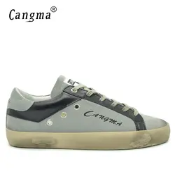 CANGMA/известные брендовые кроссовки мужская обувь для занятий спорта; обувь в стиле ретро; серые замшевые туфли из натуральной кожи; Мужская