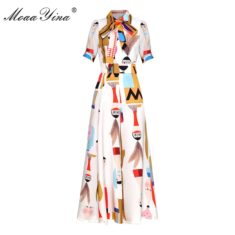 MoaaYina Fashion Designer Set Lente Zomer Vrouwen Korte mouw Cartoon Print Shirt Tops + Losse bell-bottoms Twee- stuk pak MoaaYina Fashion Designer Set Lente Zomer Vrouwen Korte mouw Cartoon Print Shirt Tops + Losse bell-bottoms Twee- stuk pak