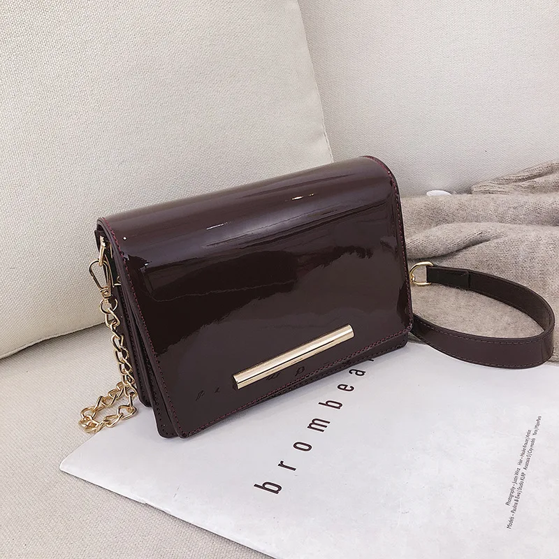 

New Korean Style Women Patent Leather Bag Handbag Ladies Retro Messenger Bag Pu Leather Crossbody Bag Female Shoulderbag