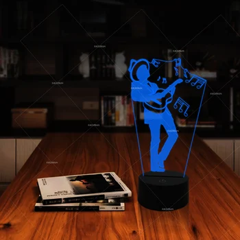

guitarist shapes table lamp led 7 Changing Colors table lamps for bedroom table light touch switch USB cable