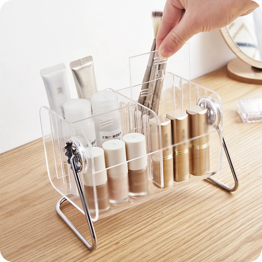 

Desktop Transparent Storage Organizer 360 Degree Rotation Cosmetic Storage Rack Nail Polish Brush Storage Holder Makeup Storage