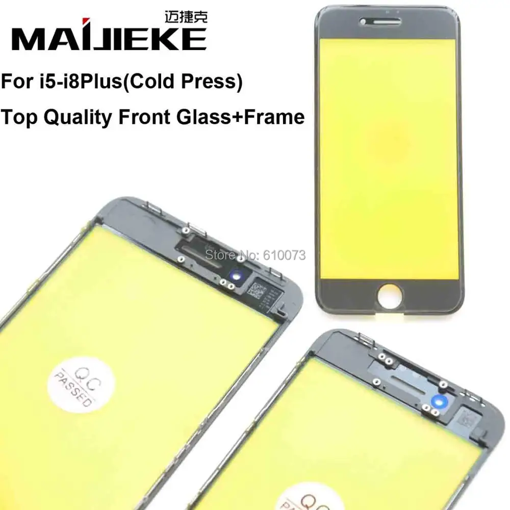 MAIJIEKE холодный пресс Переднее стекло экрана со средней рамкой для iPhone 8 7 6s 6 Plus 5
