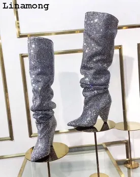 

2018 Women Spring and Autumn long Boots Height Increasing Heels PU leather with reflective Shoes Fashion Women Ankle Boots