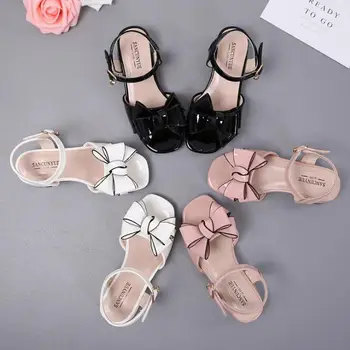 

Size 26-37 Girls Sandals 2019 Summer New Korean Child Fashion Bow Princess Shoes Sweet Patent leather children's High heels