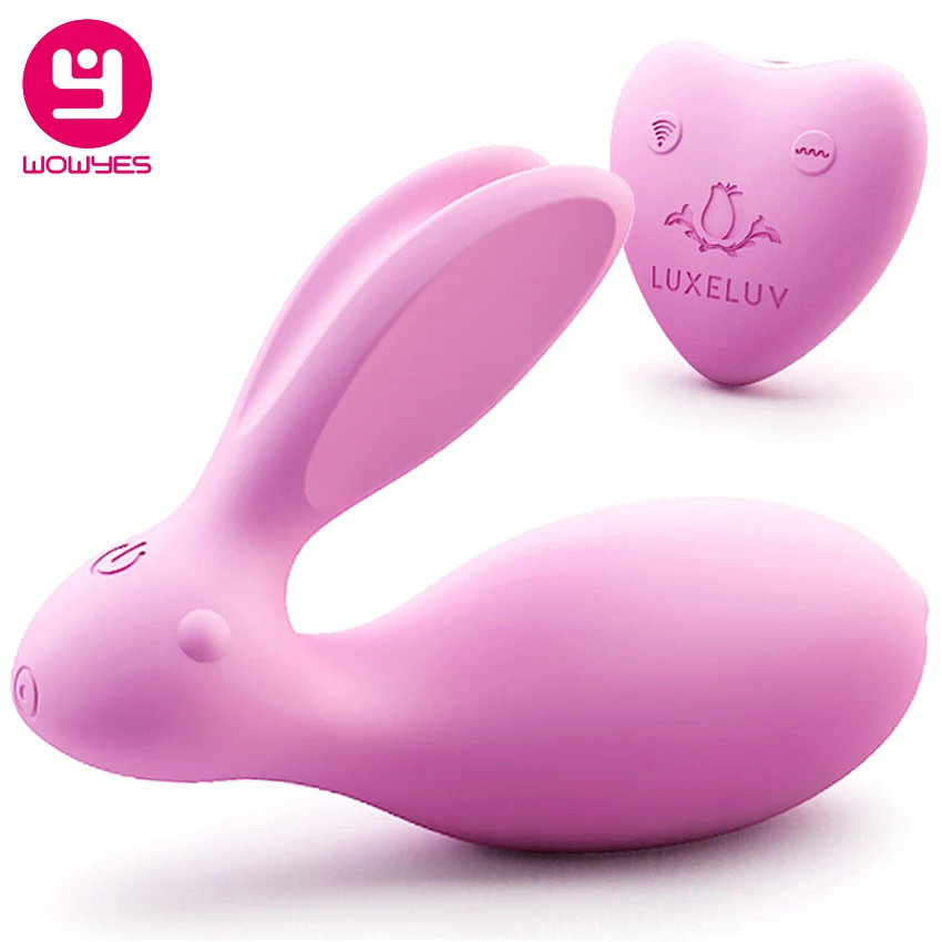 WOWYES Control inalámbrico USB carga conejo mensaje vibrador amor huevo doble fuerte juguetes sexua