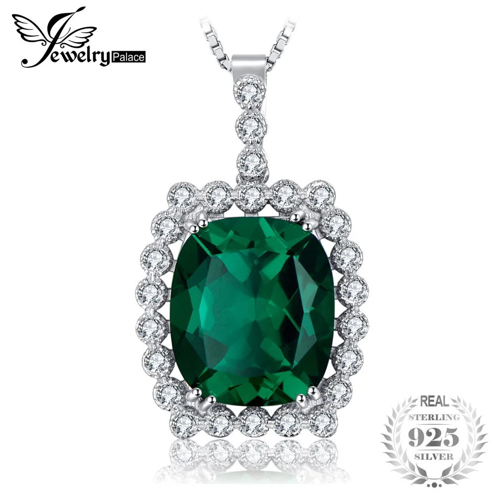 JewelryPalace Роскошные 11ct создан Изумрудный Подвески стерлингового серебра 925
