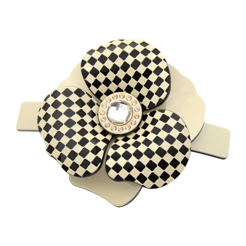 

Camellia Flower Hair Barrette, Rhinestone Women Girl for Hair Accessory, Ponytail Holder Clip for Thick Braids Tiara Wear