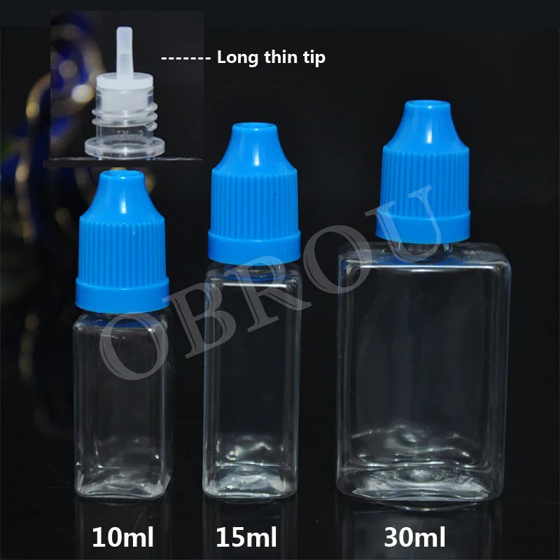 

Obrou 100pcs Empty 15ml Clear PET Hard Plastic Dropper Bottle With Childproof Cap For Eye dopper bottles