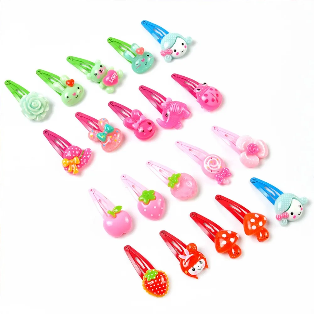 20PCS Mix Color Barrette Baby Hair Clip Cute Solid Cartoon Handmade