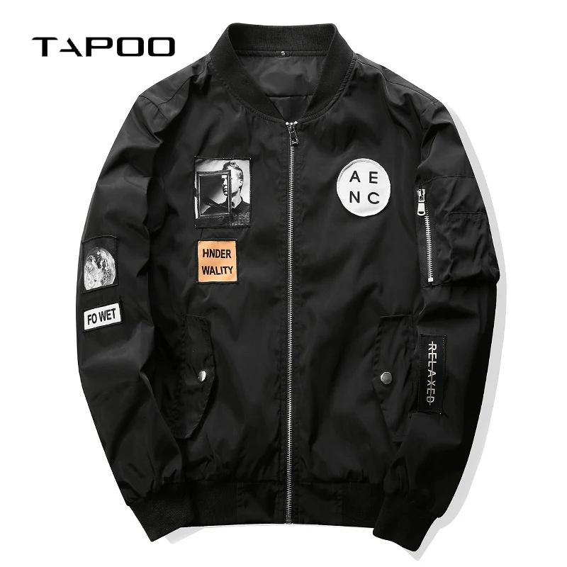 

2018 Fashion Men Bomber Jacket Hip Hop Patch Designs Slim Fit Pilot Bomber Jacket Coat Men Patch Jackets Male Plus Size 4XL