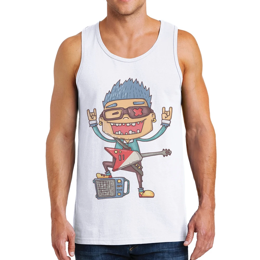 

Hot Sale Tank Tops Men Cotton Sleeveless Tanktops Clothing Mens Tanks Undershirt Rock And Roll Singer Printed Brand Man Singlet