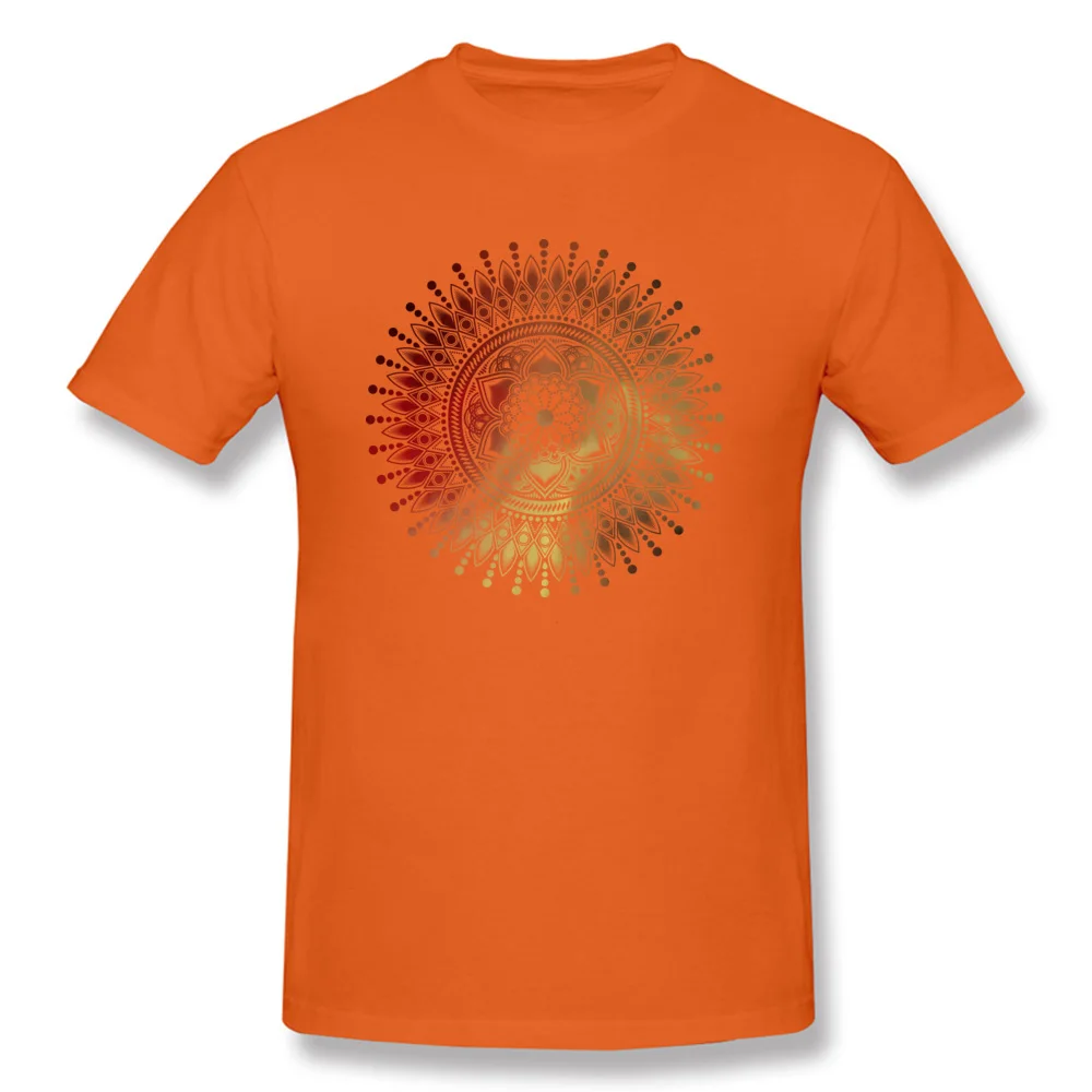 Tees red gold mandala Labor Day Latest Design Short Sleeve Cotton Round Collar Men T-shirts Design T Shirts Free Shipping red gold mandala orange