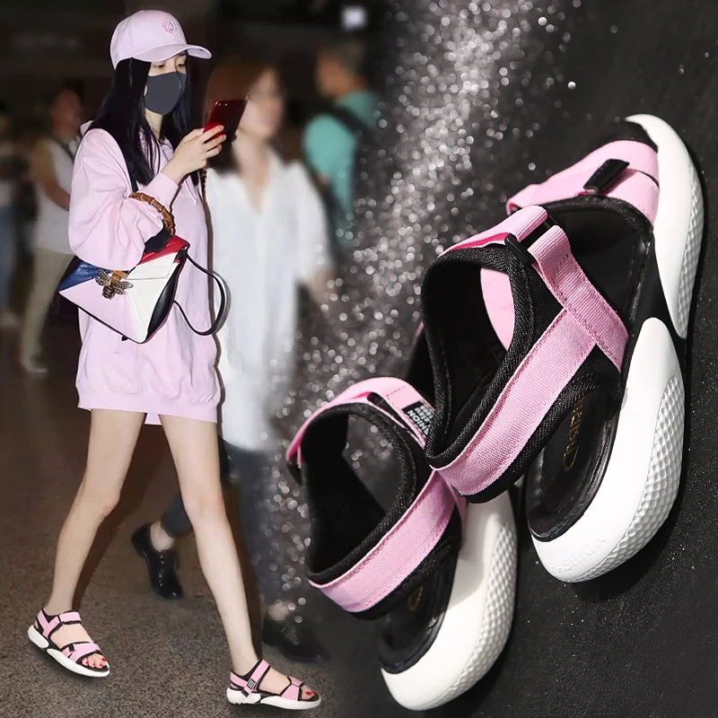 HKJL/; Модные женские сандалии со звездами; резиновые сандалии на платформе с открытым носком; нескользящие и износостойкие; A039
