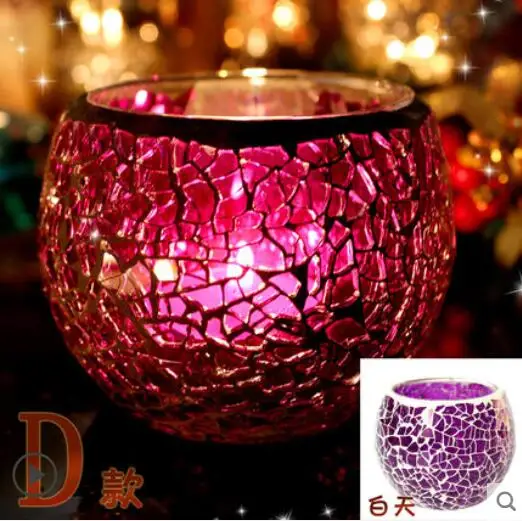 Европейский ретро стеклянный мозаичный подсвечник украшения для рукоделия