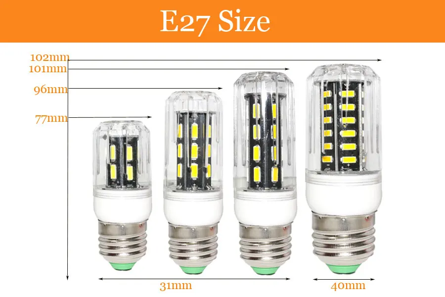 Высокая мощность светодиодные лампы E27 E14 SMD7020 Рождественские огни 9 Вт 12 15 25