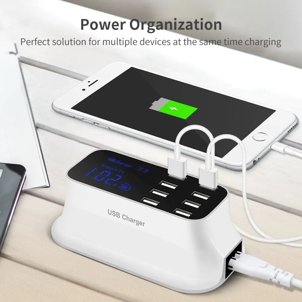 VANCUS 5V 8A 8 USB Charger Adapter Charging Station Hub with LED