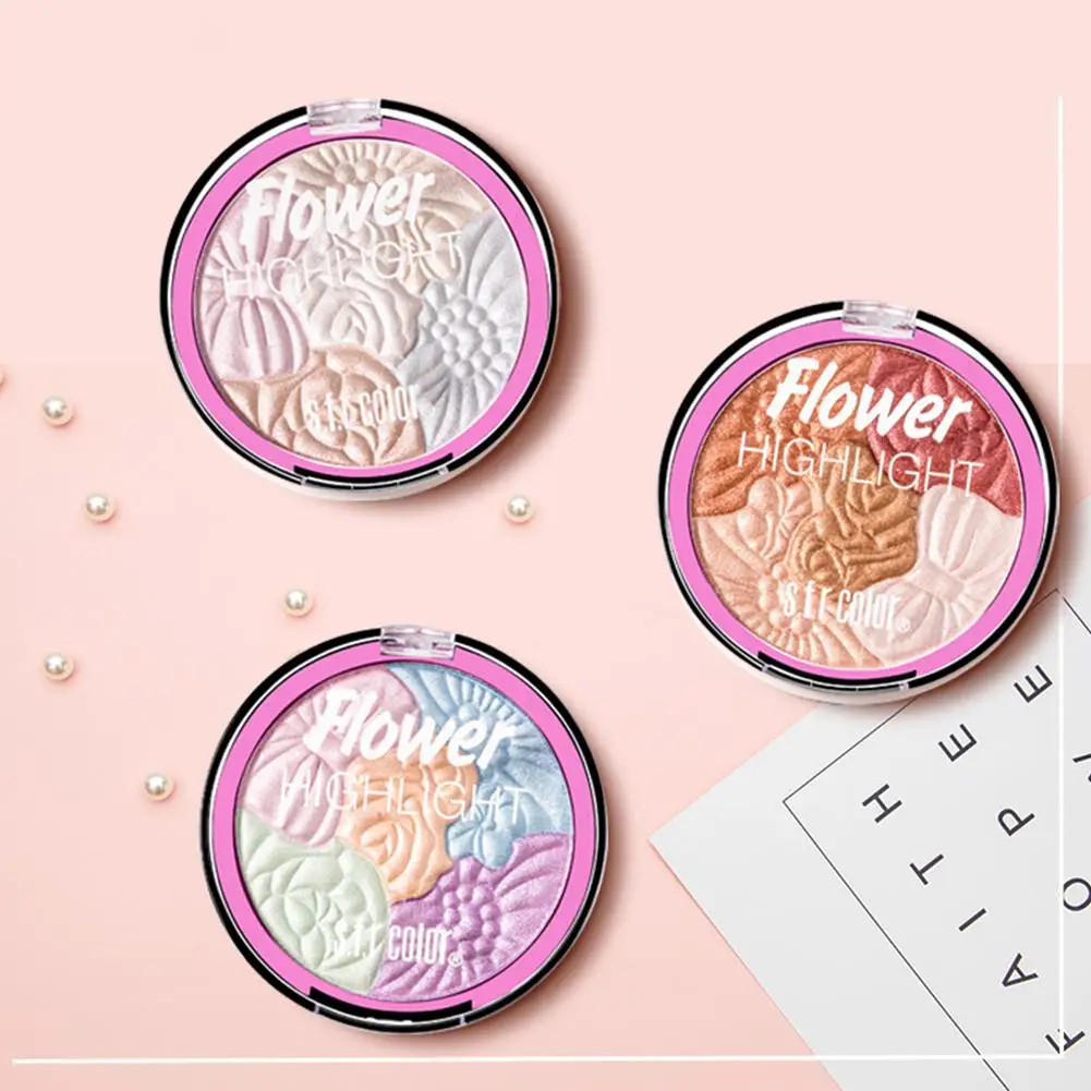 

DSstyles 5 Colors Makeup Palette Blush Face Makeup Eyeshadow Shimmer Highlighter Blusher Palette Flower Blush Cosmetics