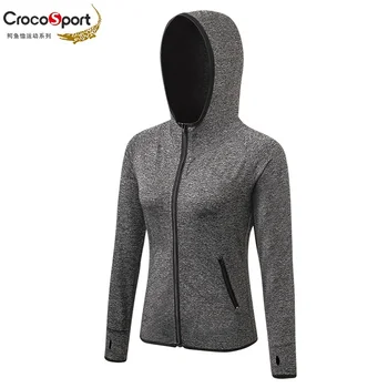 

Crocosport New Women Running Cardigan Ladies Fitness Gym hooded Breathable Sport Jackets Femme Fast Dry for Women's Winter Top