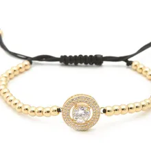 Золото Серебро Микро-паве Белый cz кубический цирконий веревка отрегулированный браслет из медного бисера hfg3 Шарм плетеные браслеты для женщин