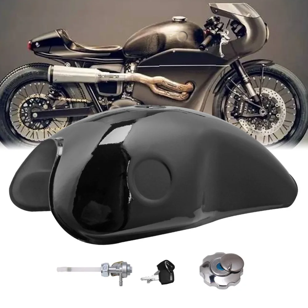 

Retro Black 10L 2.6 Gal Fuel Gas Tank Cafe Racer Vintage Oil Tank For Suzuki Yamaha Honda 750 CB400 XJR400 BENELLI MOJAVE