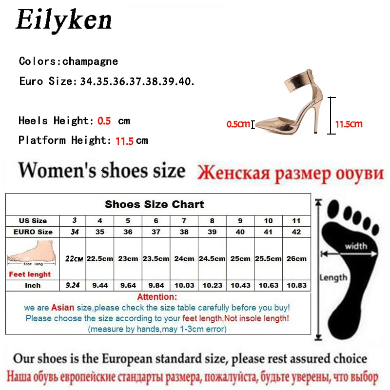 Eilyken Champagne Gladiator Women Pumps Zipper Pointed Toe High Heels Sexy Lady Shoes Thin Heels Chaussure Femme Autumn