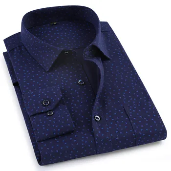 

New Tencer cotton oxford fabric long sleeve comfortable easy care regular fit print mens smart casual shirts