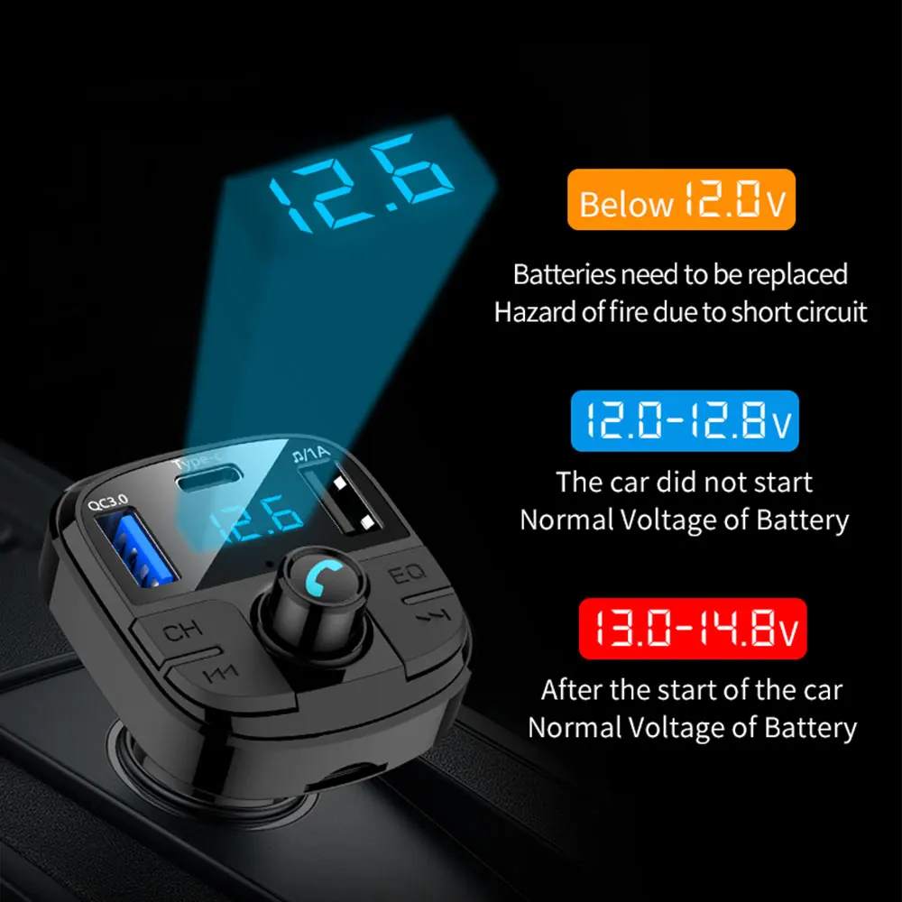 Двойной зарядное устройство USB QC 3 0 Быстрая зарядка fm карта MP3 плеер Bluetooth Hands free
