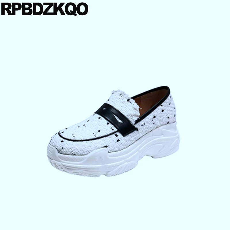 

muffin thick sole leisure loafers round toe luxury white black ladies women china 2018 creepers platform shoes elevator designer
