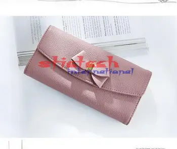 

by dhl or ems 100pcs Women Long Clutch Wallets Female new PU Leather Bowknot Coin Bag Phone Purses Lady Card Holder Wallet