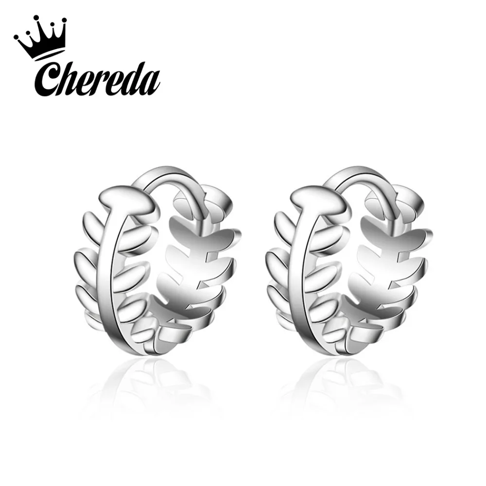 

Chereda Sweet Korean Style Clip Earring for Women Silver Gold Earrings Leaf Shape Simple Ear Clip Wedding Jewelry