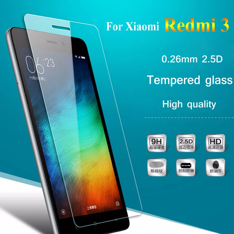 2.5D защитная пленка из закаленного стекла для Xiaomi Redmi 3 S 3X3 Pro 2 4A mi 5 4 4S 4c 4i 4s Защитная