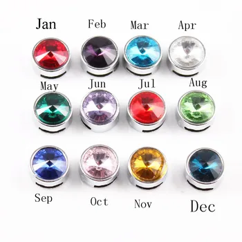 

24pcs/lot 12 Colors Assorted Crystal 8mm Birthstone Slide Charms Fit Pet Collar DIY Necklace & Bracelet Jan-Dec per Month 2pcs
