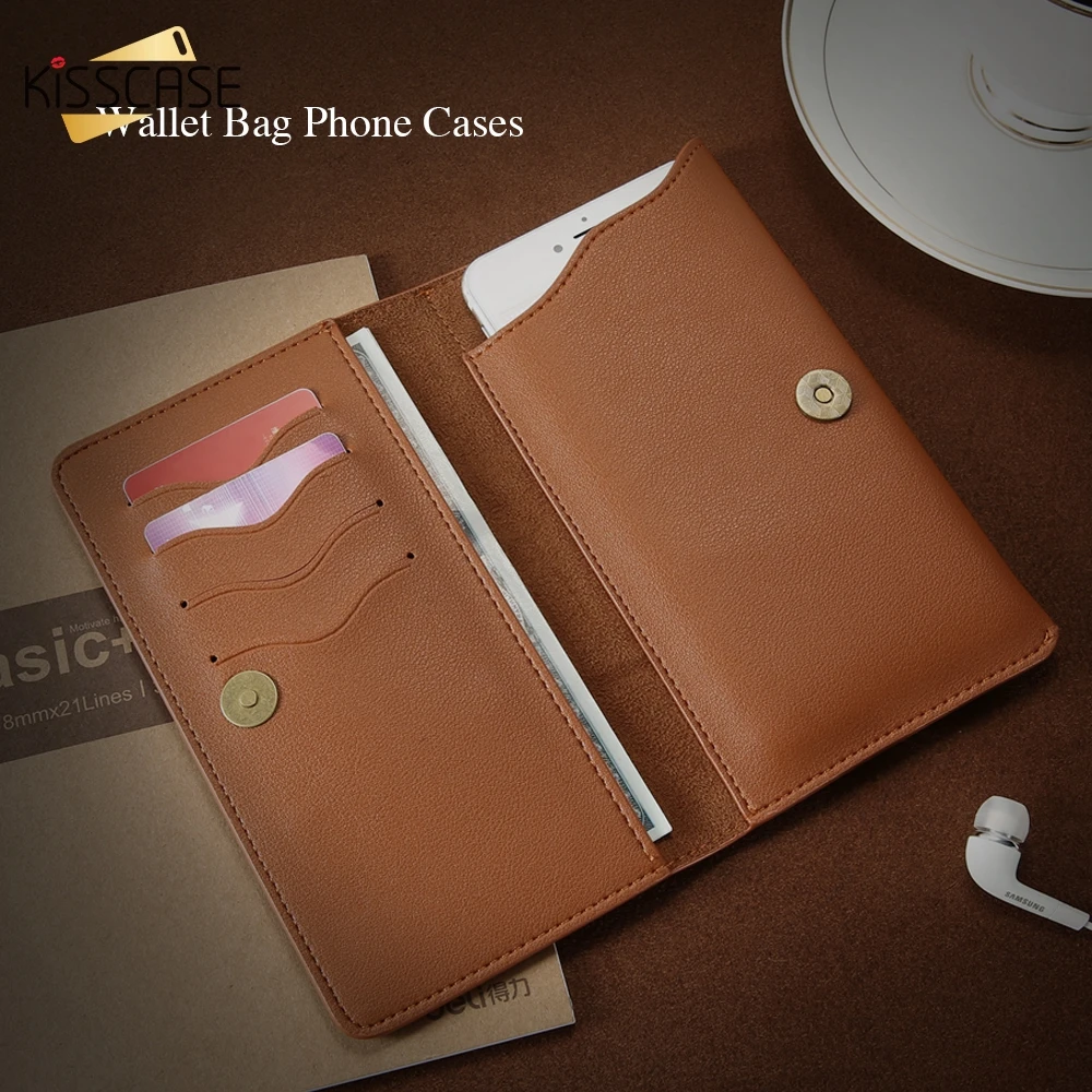 

KISSCASE Luxury Durable Leather Wallet Pouch Phone Case For iPhone Samsung Huawei Xiaomi Meizu Cover Mobile Phone Bag Cases