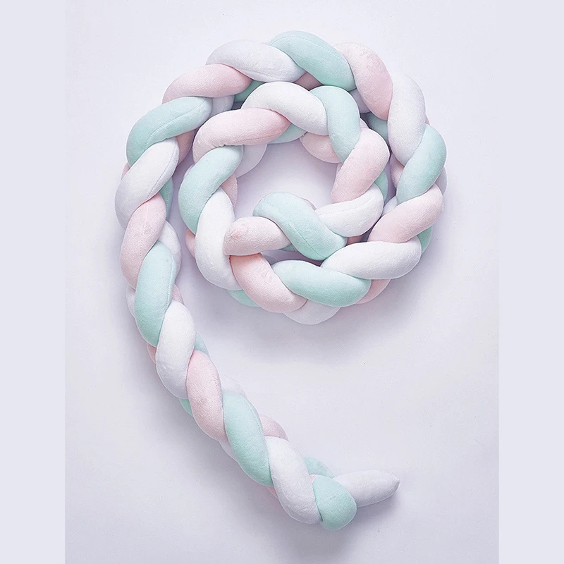 

2018 Lovely Baby Soft Bumpers Knot Pillow Braided Crib Bumper Decorative Bedding Cushion Casual Cute Cotton Safety New Sale