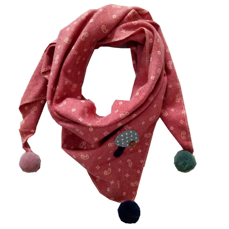 Треугольный хлопковый шарф с цветочным принтом; шали для девочек; теплый детский шарф; воротники на шею; сезон осень-зима; одежда на шею; нагрудник; Детский шарф