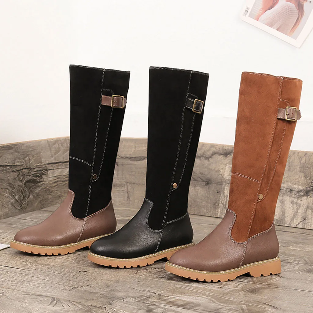 SAGACE/Женская обувь; Зимние удобные кожаные ботинки на молнии и квадратном каблуке; теплые зимние ботинки; обувь с круглым носком; kad n topuklu bot;