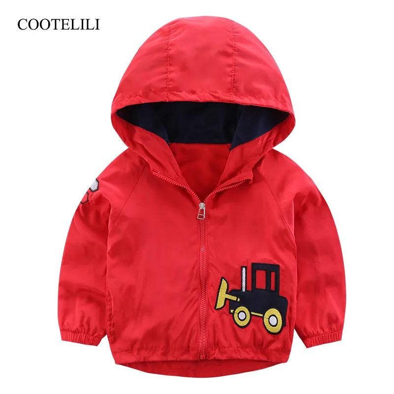 COOTELILI 80 130cm Cute Car Embroidery Children Clothes Windbreaker