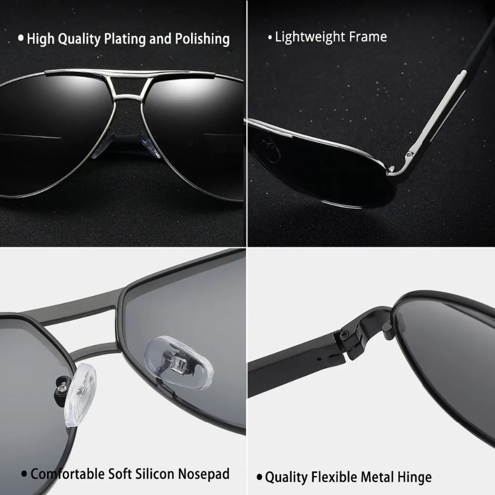 YOJBO HD Men's Sunglasses Polarized UV400 Gafas De Sol Women Oversized Driving Sun Glasses for Men Brand Designer Black Eyewear