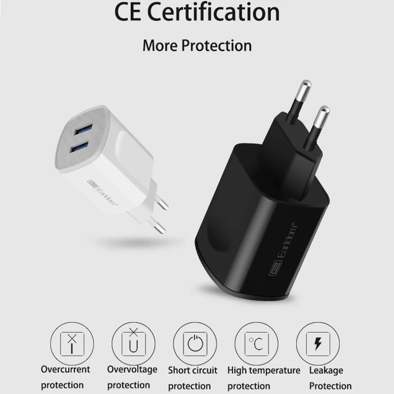 

5V 2.4A Dual USB Charger For Phone Fast Charging Charger Portable EU Plug Travel Adapter Wall charger for iPhone Huawei Xiaomi