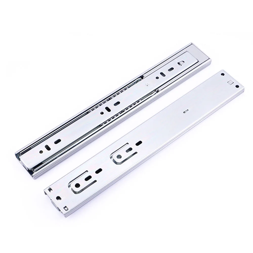 

12 inch three-section White rail track furniture file cabinet drawer track damping buffer extension rail pulley silencer 2pcs