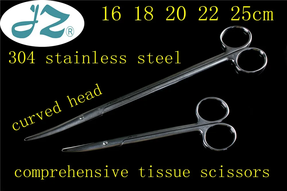 

jz medical surgical instrument 304 stainless steel comprehensive tissue scissors Elbow curved head skin Muscle Surgical scissor