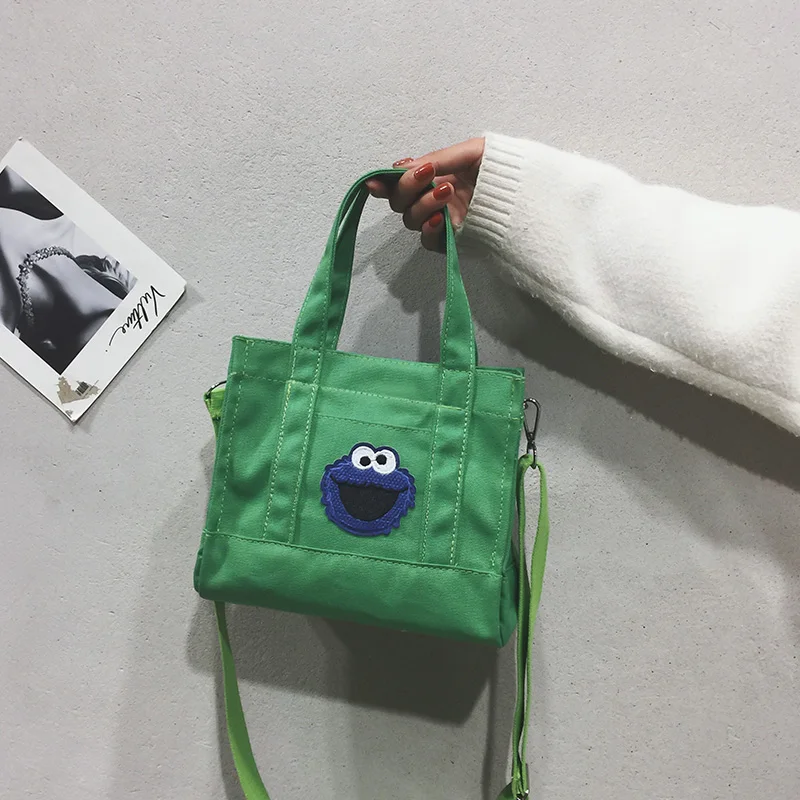 

IVYYE Sesame Street Series Fashion Anime Canvas Shoulder Bags Soft Cartoon Tote Casual Handbag Dolls Phone Bag Lady Girls New