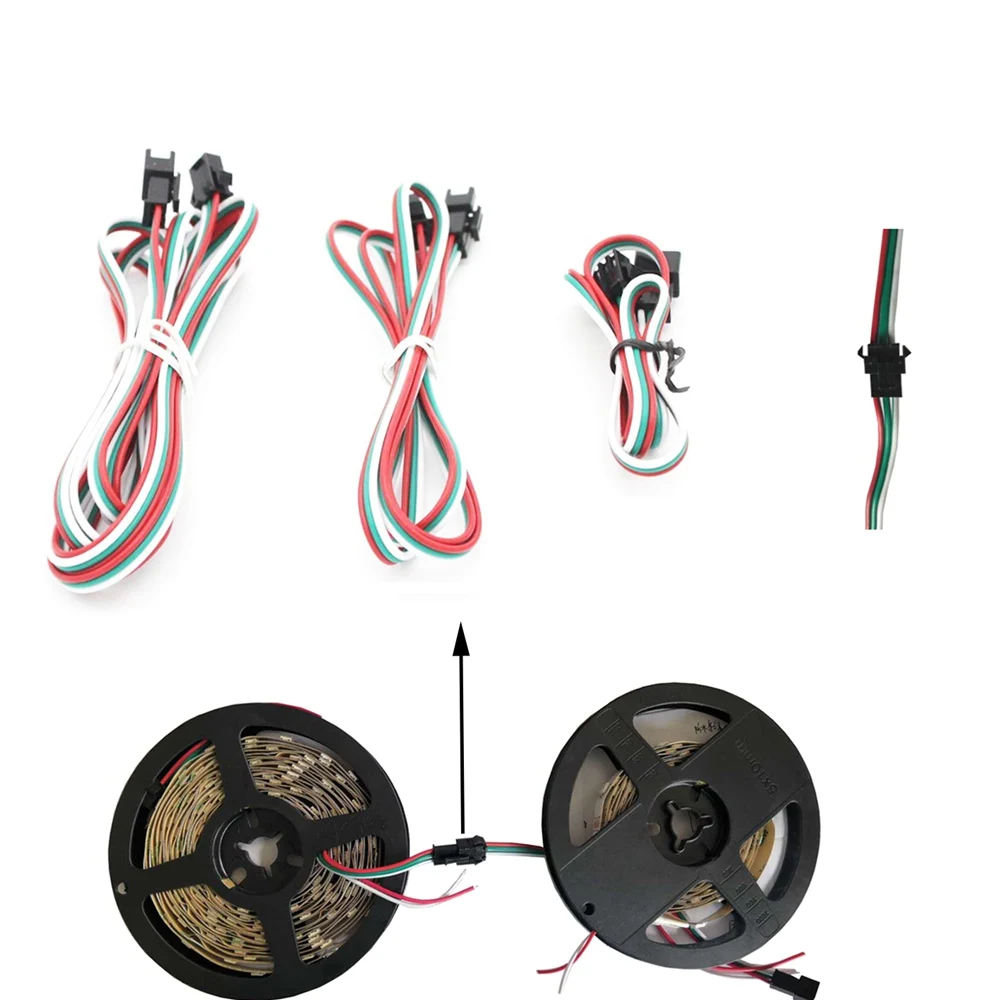 

3Pin JST Connector Female&Male Led JST Connectors 22AWG Red Green And White Wires For WS2812B WS2811 RGB Led Strip