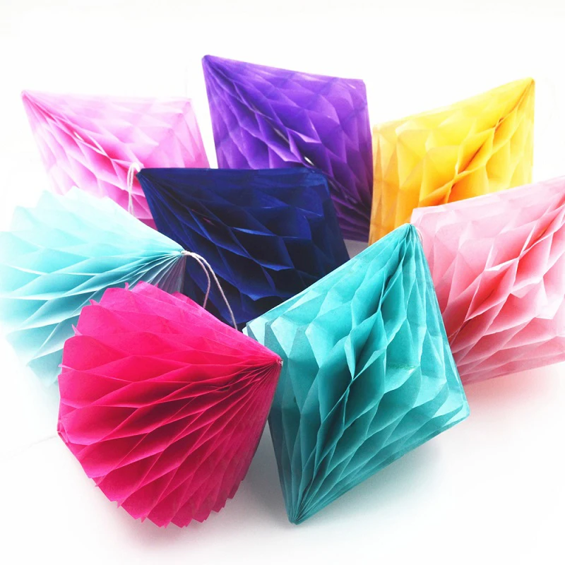 

OUDIROSE 6inch 10inch Blue Diamond Honeycomb Ball Paper Lantern Baby Shower Decoration Anniversaire Birthday Wedding Supplies