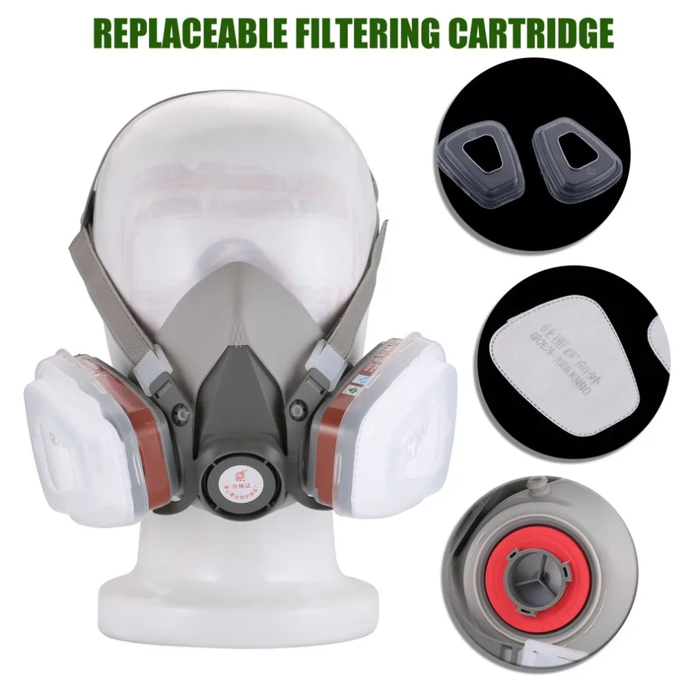 Kopen Industriële 7 In 1 6200 Half Gezichtsmasker Gas Respirator Filter Voor Schilderen Spuiten Werk Veiligheid Maskers Professionele bescherming Masker