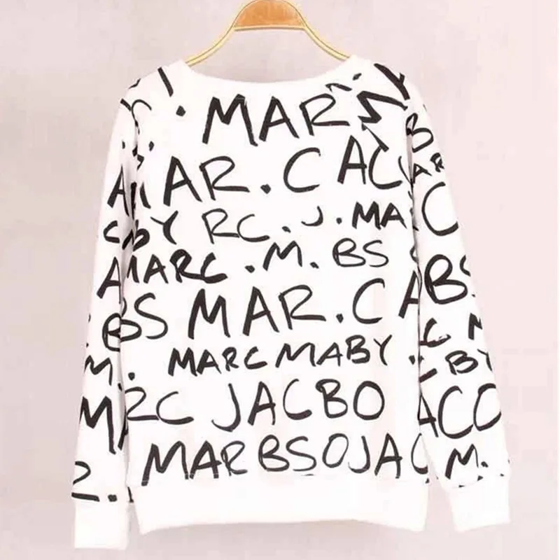 

2019 Fashion Women Long Sleeve shirts Autumn Winter O Neck Graffiti letter Print Shirts Casual Women Hoodies dropshopping