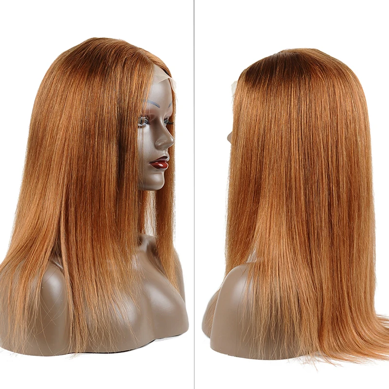 Pinshair Мёд блондинка перуанский Синтетические волосы на кружеве человеческих волос парики для черный Для женщин #30 прямой человеческих